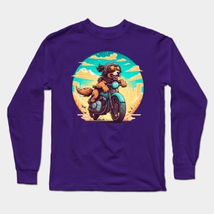 happy dog on a motorcycle Long Sleeve T-Shirt